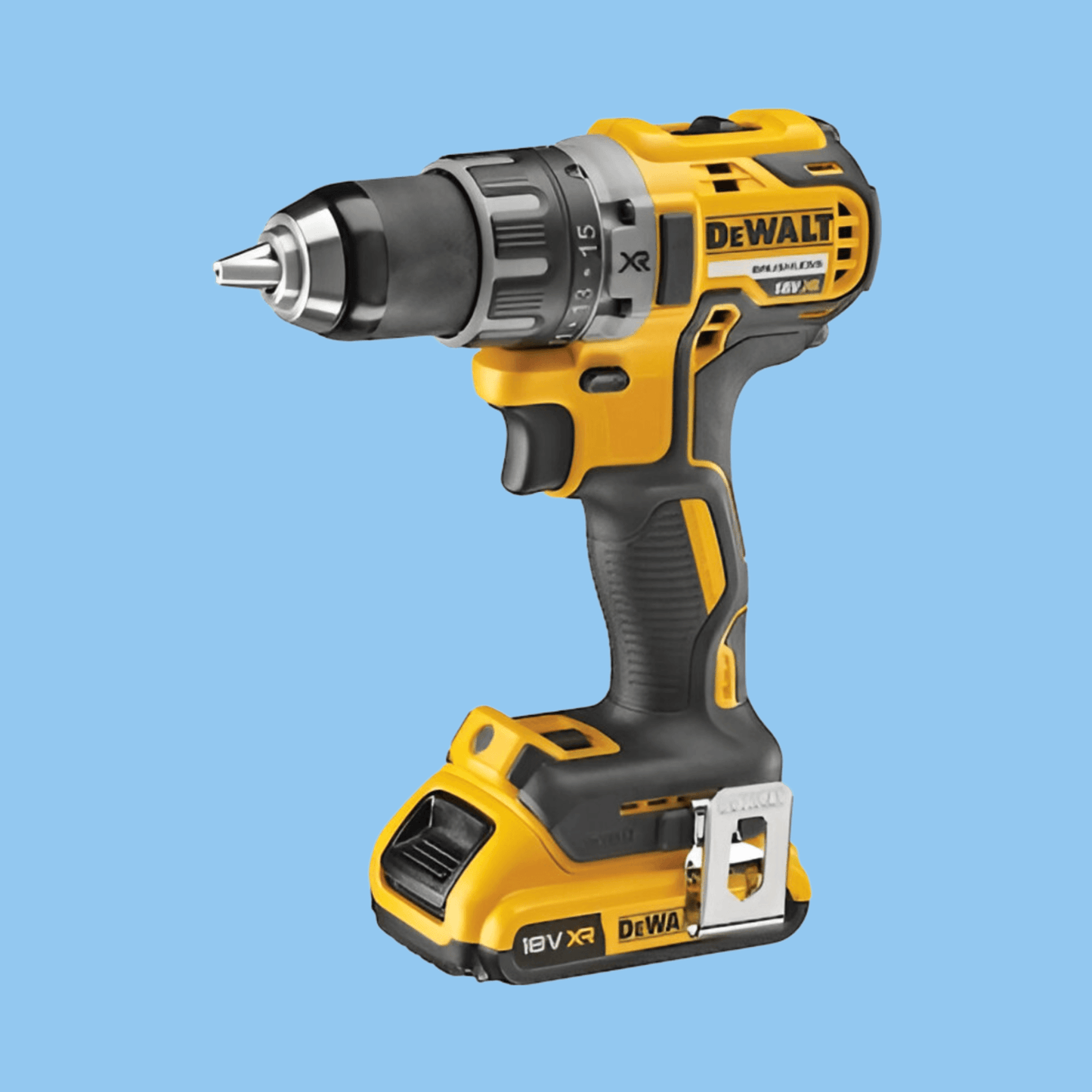 DeWalt 18V Brushless Compact Hammer Drill, 2 x 2.0Ah batteries, charger and kit box - Heena's Haven