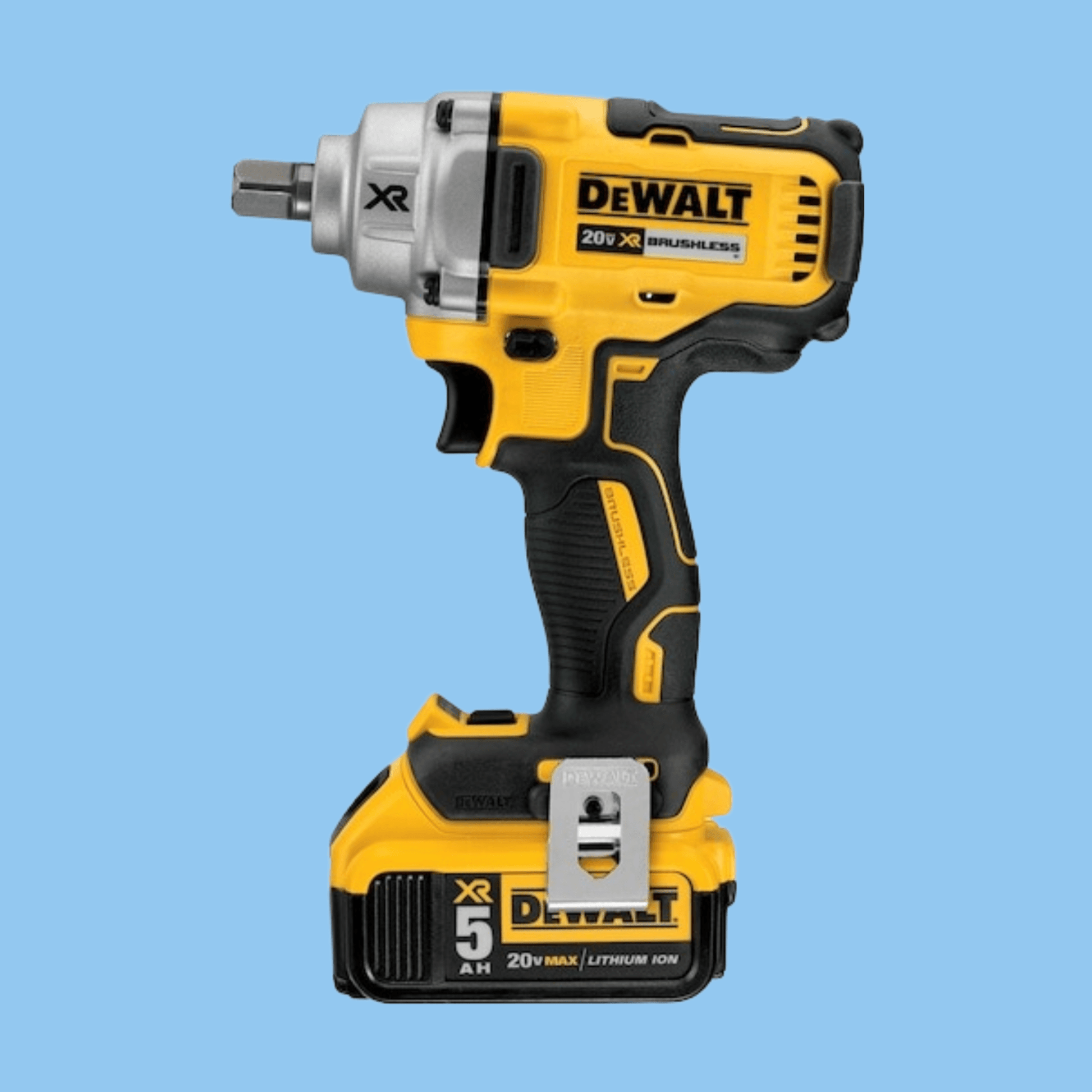 Close-up of DeWalt DCF897NT-XJ’s brushless motor and 3/4" square drive.