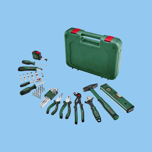 Bosch 52-piece hand tool set in organized case.