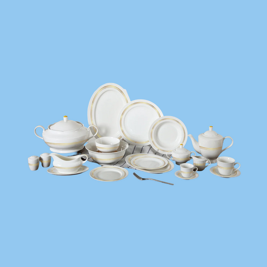 Heena's Haven 134 Piece Dinner Set Golden Lines Design - Heena's Haven