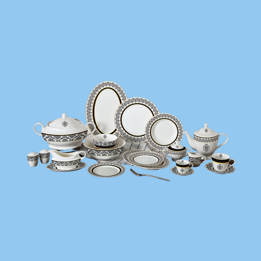 Heena's Haven 134 Piece Dinner Set Black Design - Heena's Haven