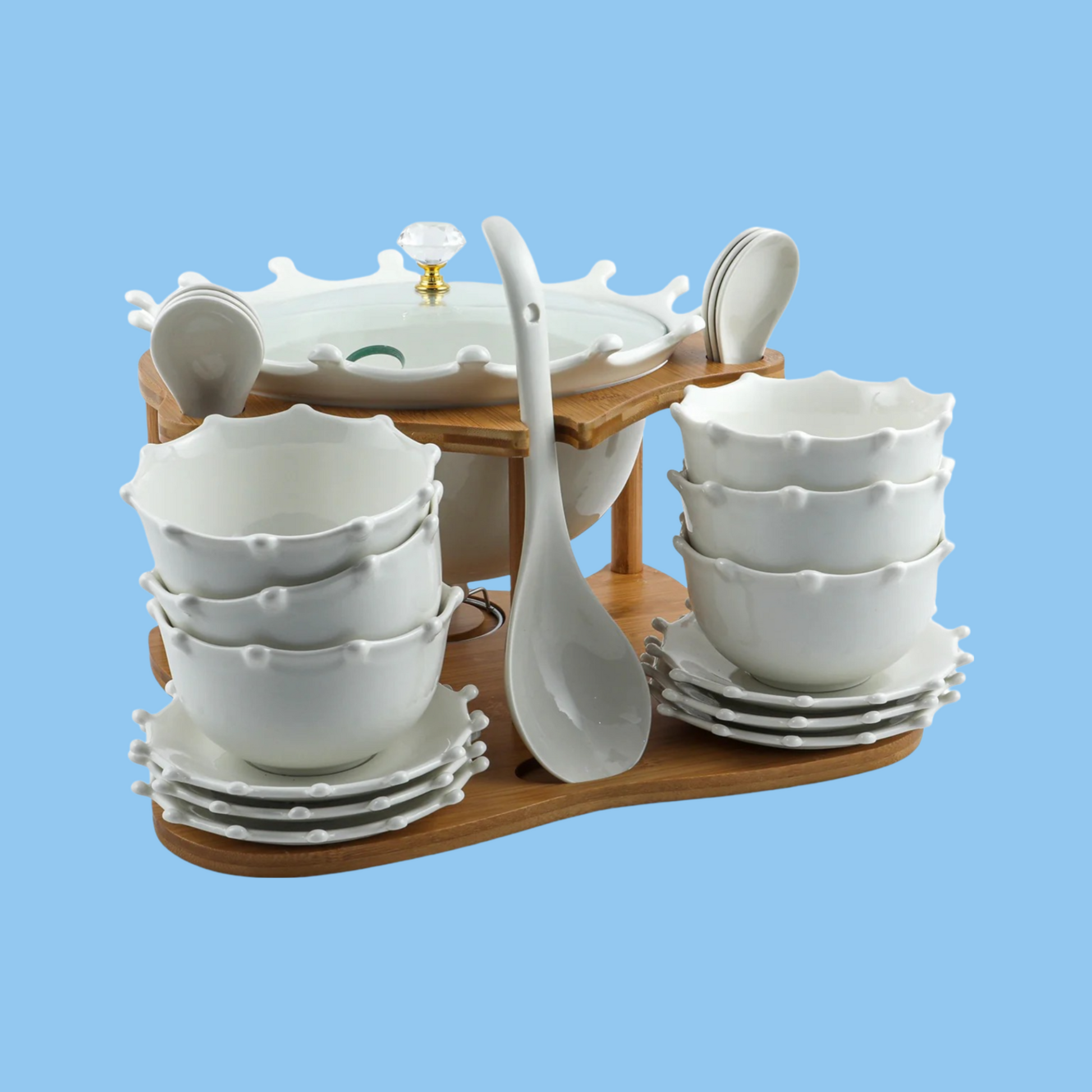 Heena's Haven Porcelain Soup Set with Stand 22 Pieces - Heena's Haven
