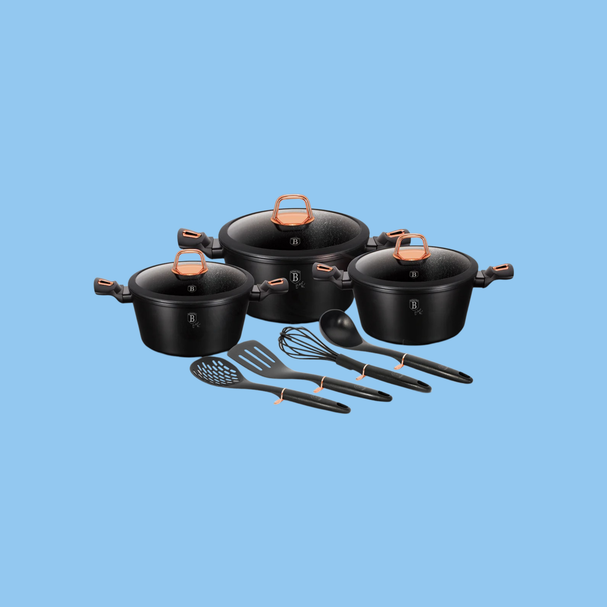 Heena's Haven 10 Pieces Cookware & Tools Set Black Rose Collection - Heena's Haven