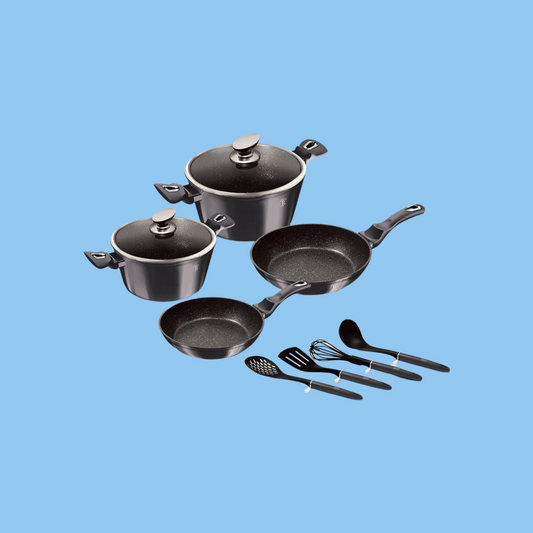 Heena's Haven 10 Pieces Cookware Set Metallic Line Carbon Pro Collection - Heena's Haven