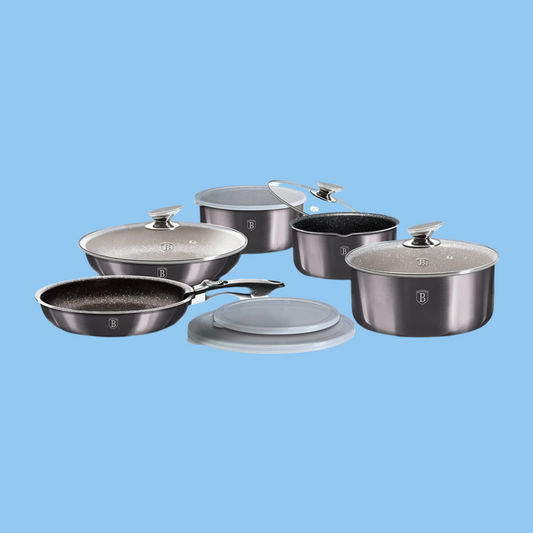 Heena's Haven 12 Pieces Cookware Set Metallic Line Carbon Pro Collection - Heena's Haven