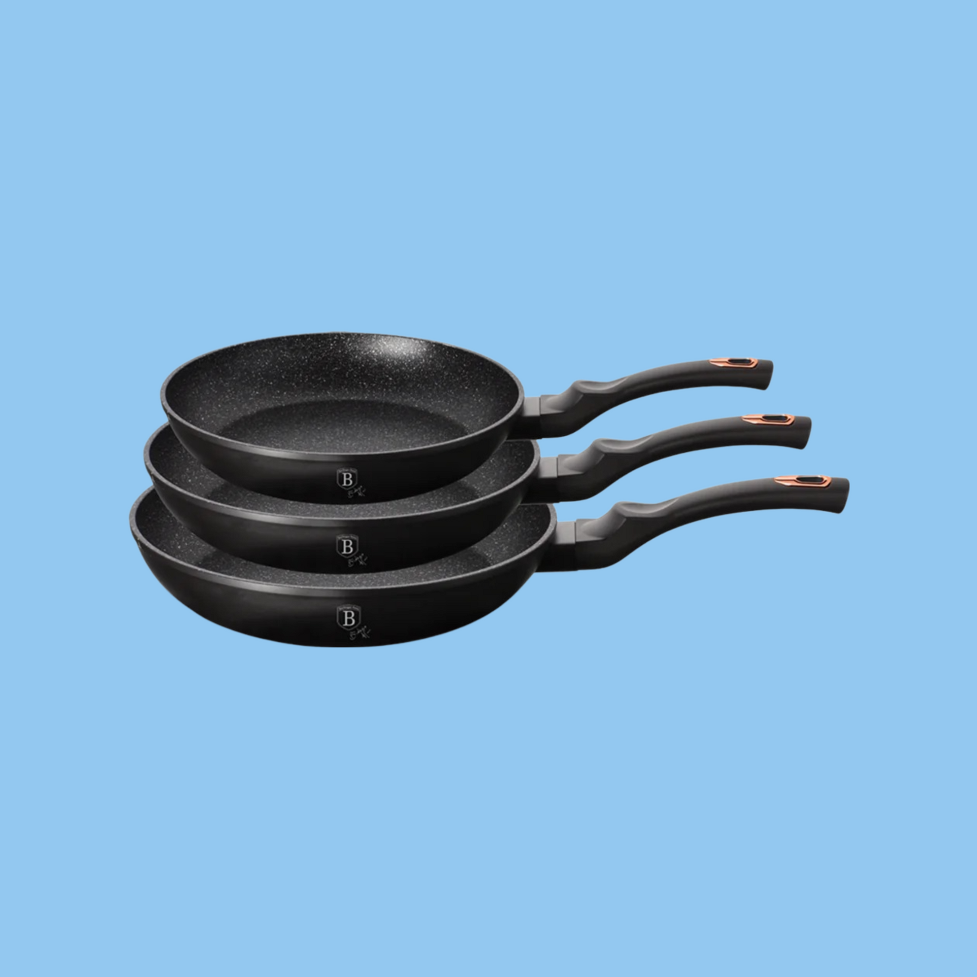 Heena's Haven 3 Pieces Round Frypan Set Black Rose Collection - Heena's Haven