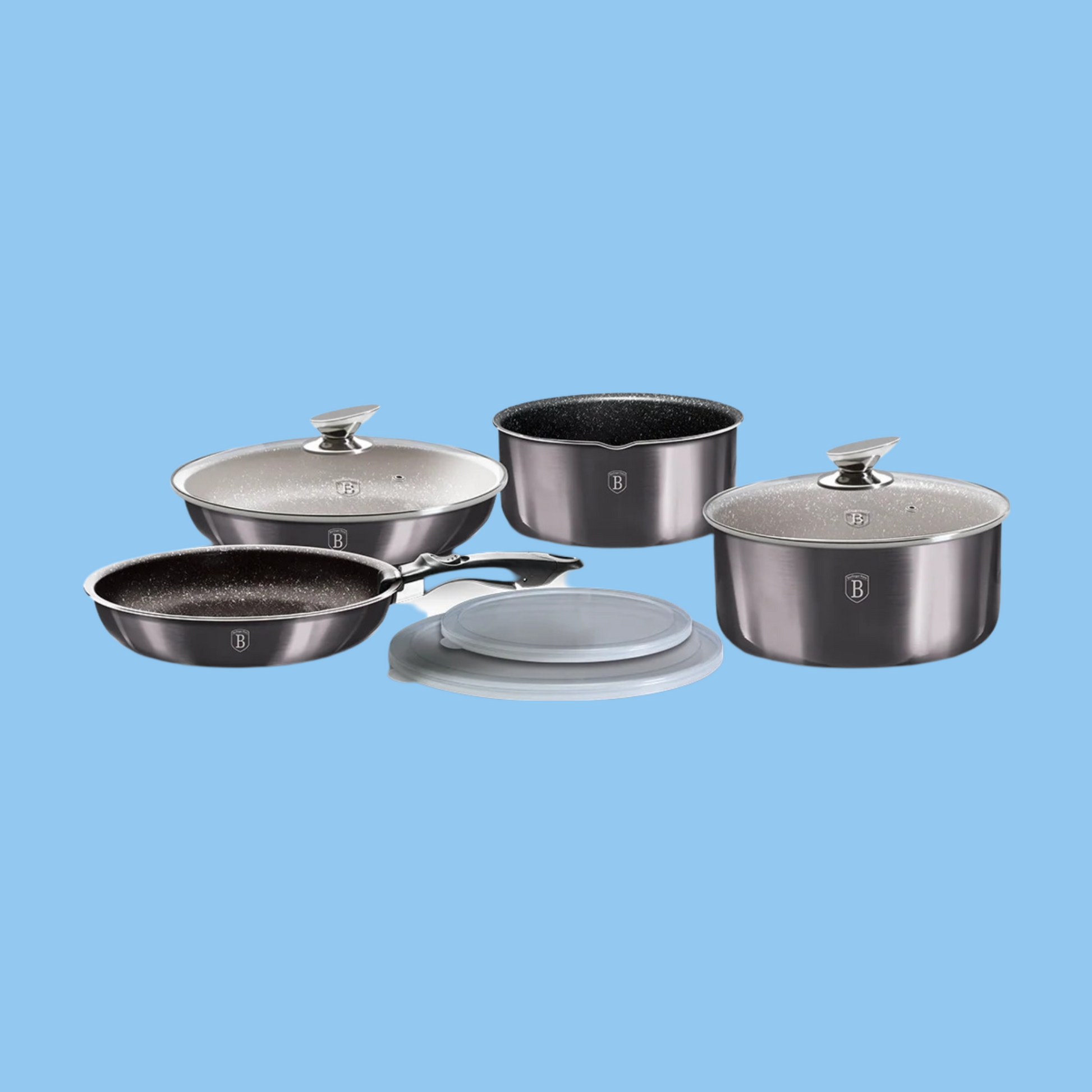 Heena's Haven 9 Pieces Cookware Set Metallic Line Carbon Pro Collection - Heena's Haven