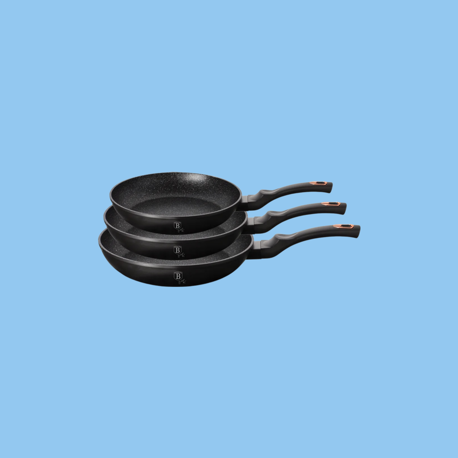 Heena's Haven 3 Pieces Round Frypan Set Black Rose Collection - Heena's Haven