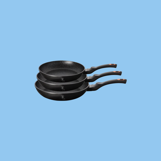 Heena's Haven 3 Pieces Round Frypan Set Black Rose Collection - Heena's Haven