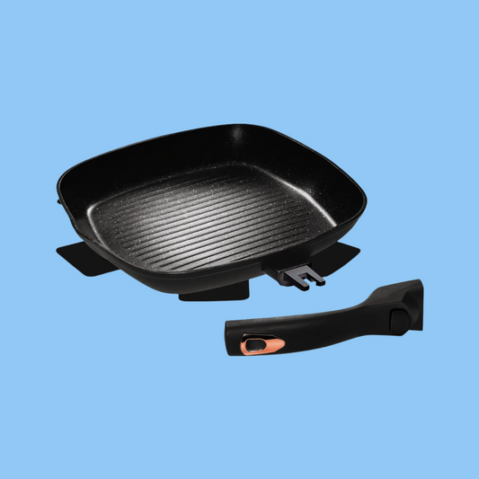 Heena's Haven Grill Pan 28 cm with Protector and Detachable Handle Black Rose Collection