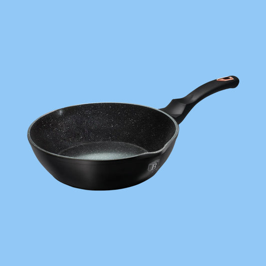 Heena's Haven Deep Frypan 24 cm with Two Mouth and Protector Black Rose Collection