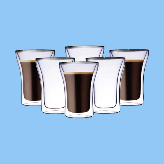 Heena's Haven Borosilicate Double Wall Glass Tumbler 250 ml 6 Piece