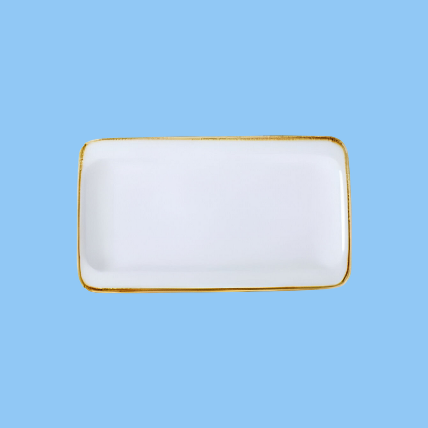 Heena's Haven Ivory Mocha Rectangle Tow Edge Rim Plate 13