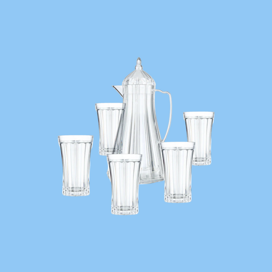Heena's Haven Acrylic Water Jug 2.2 L with 6 Cups Set