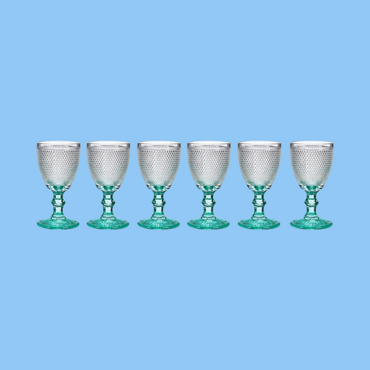 Heena's Haven 6 Piece Turquoise Foot Points Water Glass 240 ml Set