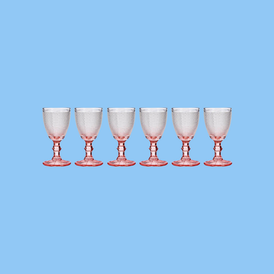 Heena's Haven 6 Piece Pink Foot Points Water Glass 240 ml Set