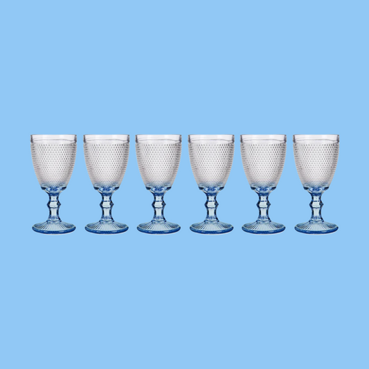 Heena's Haven 6 Piece Cobalt Blue Points Wine Glass 330 ml Set