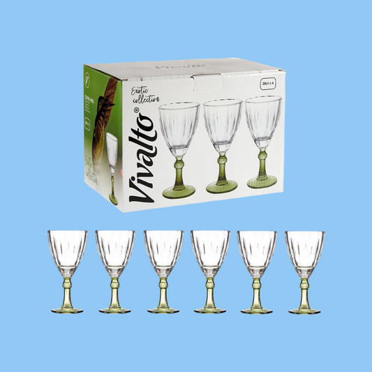 Heena's Haven 6 Piece Green Wine Glass 275 ml Set