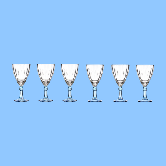 Heena's Haven 6 Piece Blue Wine Glass 275 ml Set