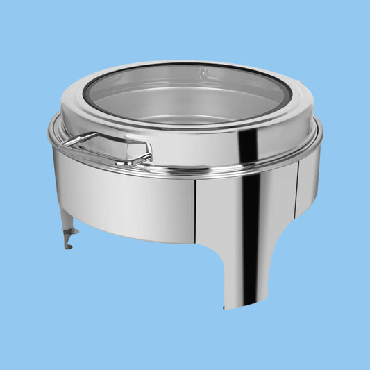 Heena's Haven Stainless Steel 6 Liters Round Chafing Dish With Glass Lid