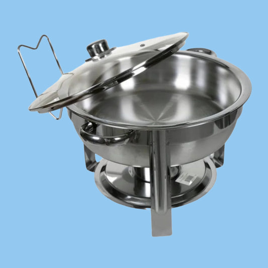 Heena's Haven Round Stainless Steel Chafing Dish with Glass Lid 4.5 Liters