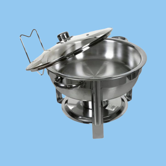 Heena's Haven Round Stainless Steel Chafing Dish with Glass Lid 4.5 Liters