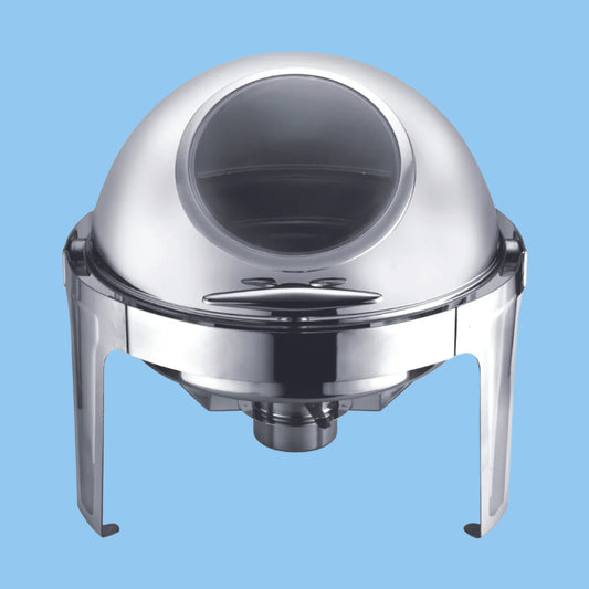 Heena's Haven Stainless Steel Round Chafing Dish 6 Liter with Glass Window and Fuel Holder