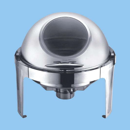 Heena's Haven Stainless Steel Round Chafing Dish 6 Liter with Glass Window and Fuel Holder