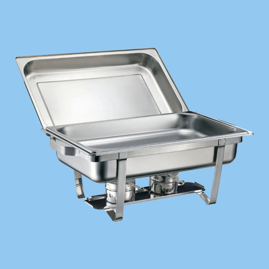 Heena's Haven Stainless Steel Oblong Roll Chafing Dish 1/1 -9 Liter with Fuel Holder