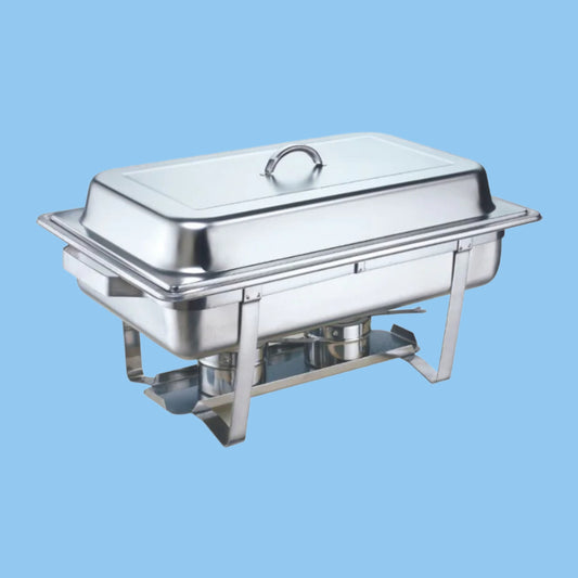 Heena's Haven Stainless Steel Oblong Roll Chafing Dish 1/1 -9 Liter with Fuel Holder