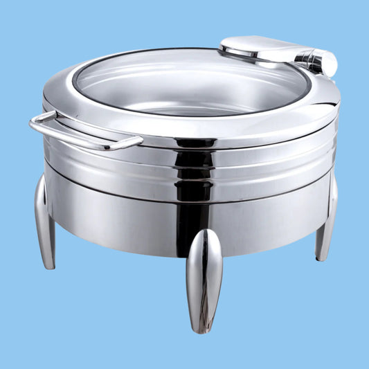 Heena's Haven Stainless Steel Round Chafing Dish with Glass Window 6 Liter