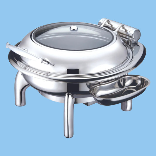 Heena's Haven Round Stainless Steel Chafing Dish with Glass Windown 6 Liter