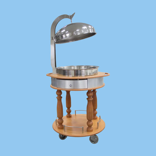 Heena's Haven Round Meat Carving Trolley - Chafing Dish Trolley