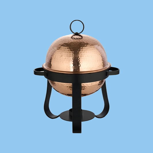 Heena's Haven Round Copper & Steel Chafing Dish