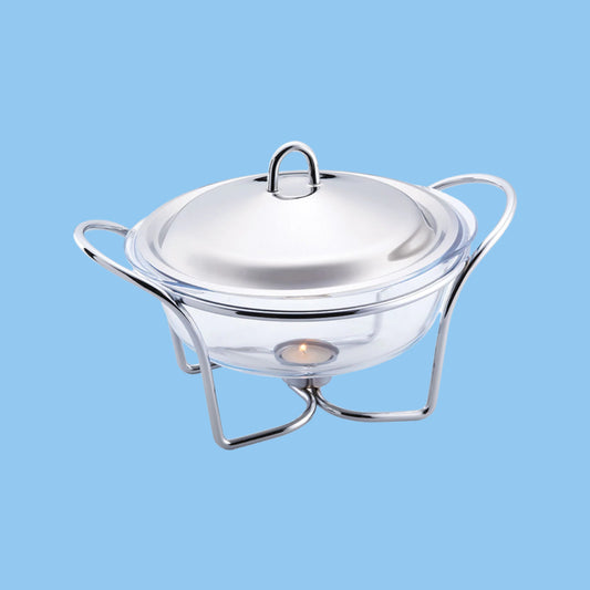 Heena's Haven Hot Pot Food Warmer - Round Glass Chafing Dish