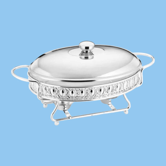 Heena's Haven Stainless Steel Oval Silver Food Warmer 2 Liter