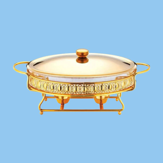 Heena's Haven Stainless Steel Oval Gold Food Warmer 3 Liter