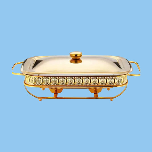 Heena's Haven Stainless Steel Rectangular Golden Food Warmer 2 Liter