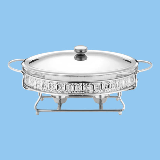 Heena's Haven Stainless Steel Silver Oval Food Warmer 3 Liter