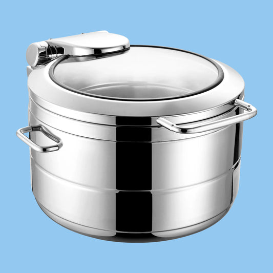 Heena's Haven Stainless Steel Round Soup Station with Glass Window Lid 11 Liter