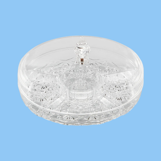 Heena's Haven Round Acrylic Candy Box 10" with 6 Partition Set