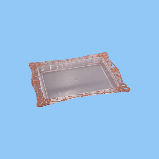 Heena's Haven Acrylic Small Tray Carving Design Rose Gold