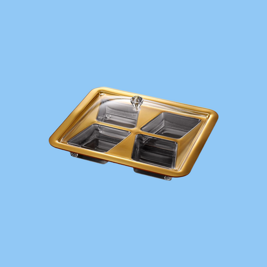 Heena's Haven Acrylic Square Serving Set with Dividers 34 cm