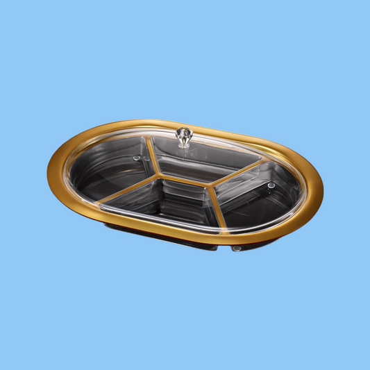 Heena's Haven Acrylic Oval Serving Set with Dividers 49 cm