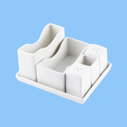 Heena's Haven Ivory Porcelain Square Salt & Pepper 4*5.5 cm