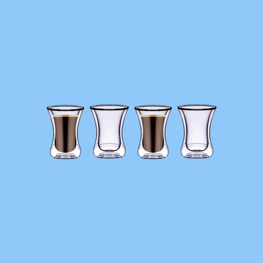 Heena's Haven Borosilicate Double Wall Glass Estikan 100 ml 4 Piece Set