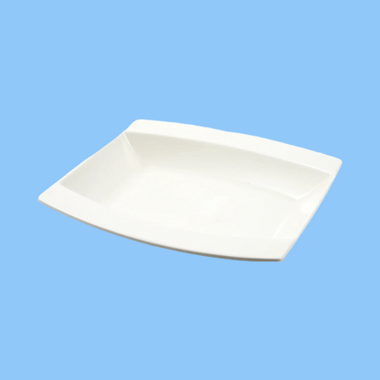 Heena's Haven Ivory Porcelain Square Soup Plate 9" Meena Design