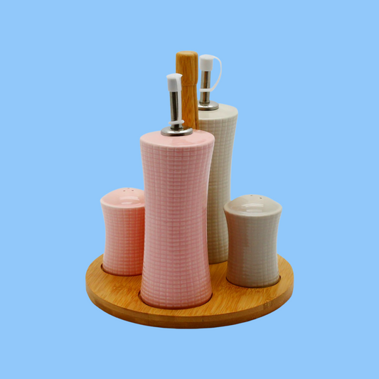 Heena's Haven 5 Piece Cylindrical Condiment Porcelain Set