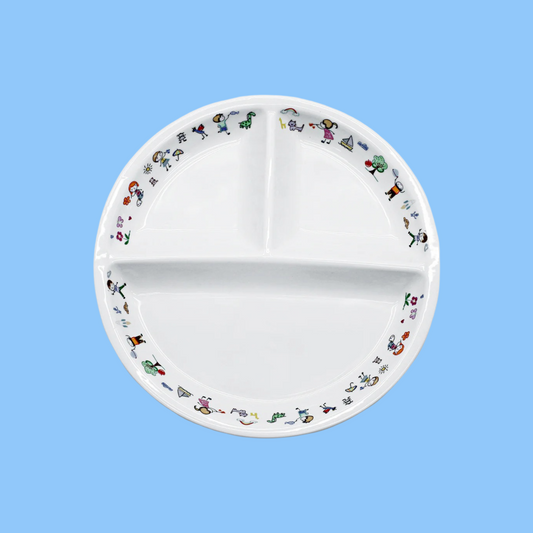Heena's Haven Ivory Porcelain Kids 3 Compartments Divider Plate 9