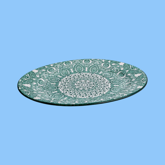 Heena's Haven Arabesque Green Oval Plate